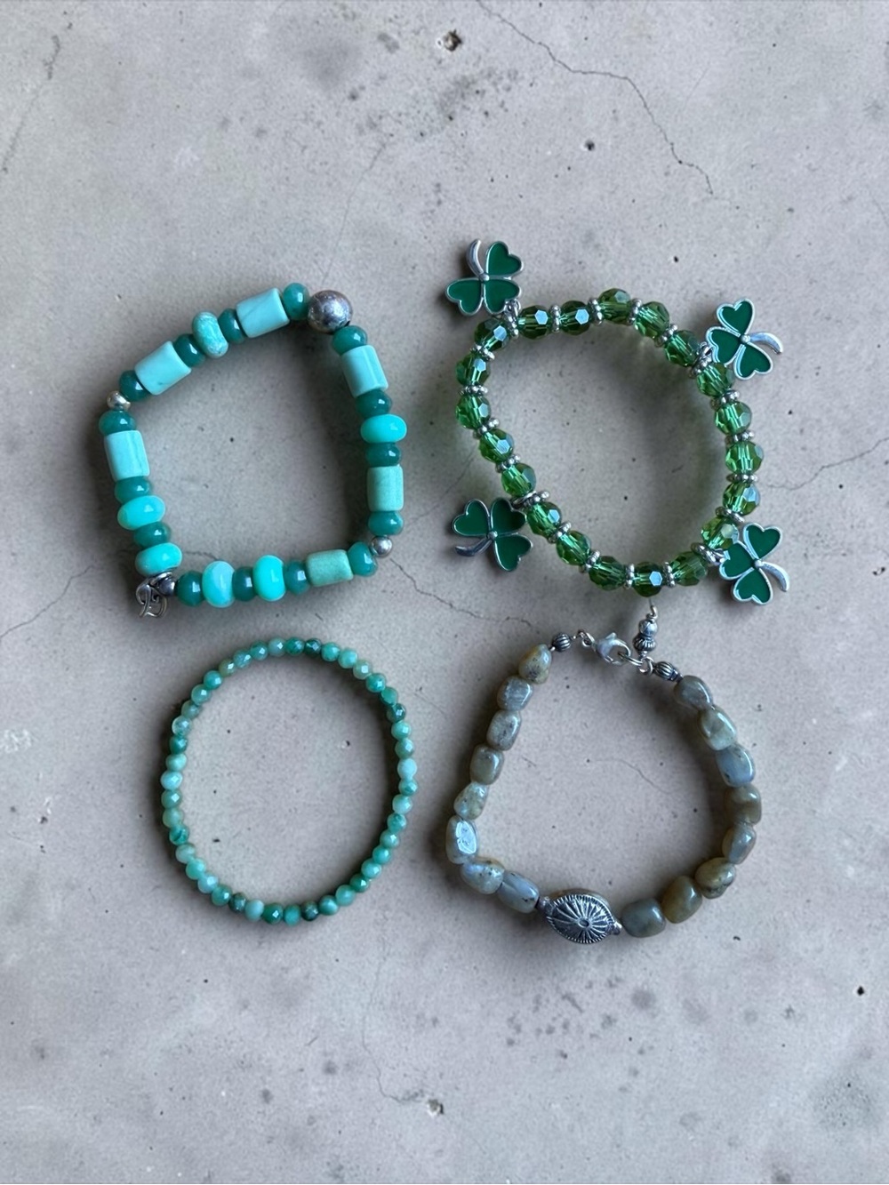 🫶🏻 Green Beaded Women's Bracelet Set Mixed Styles (4)